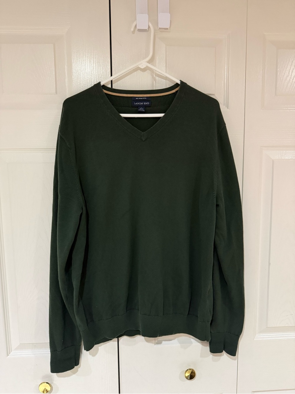 Lands' End Men's V-Neck Sweater - Dark Green